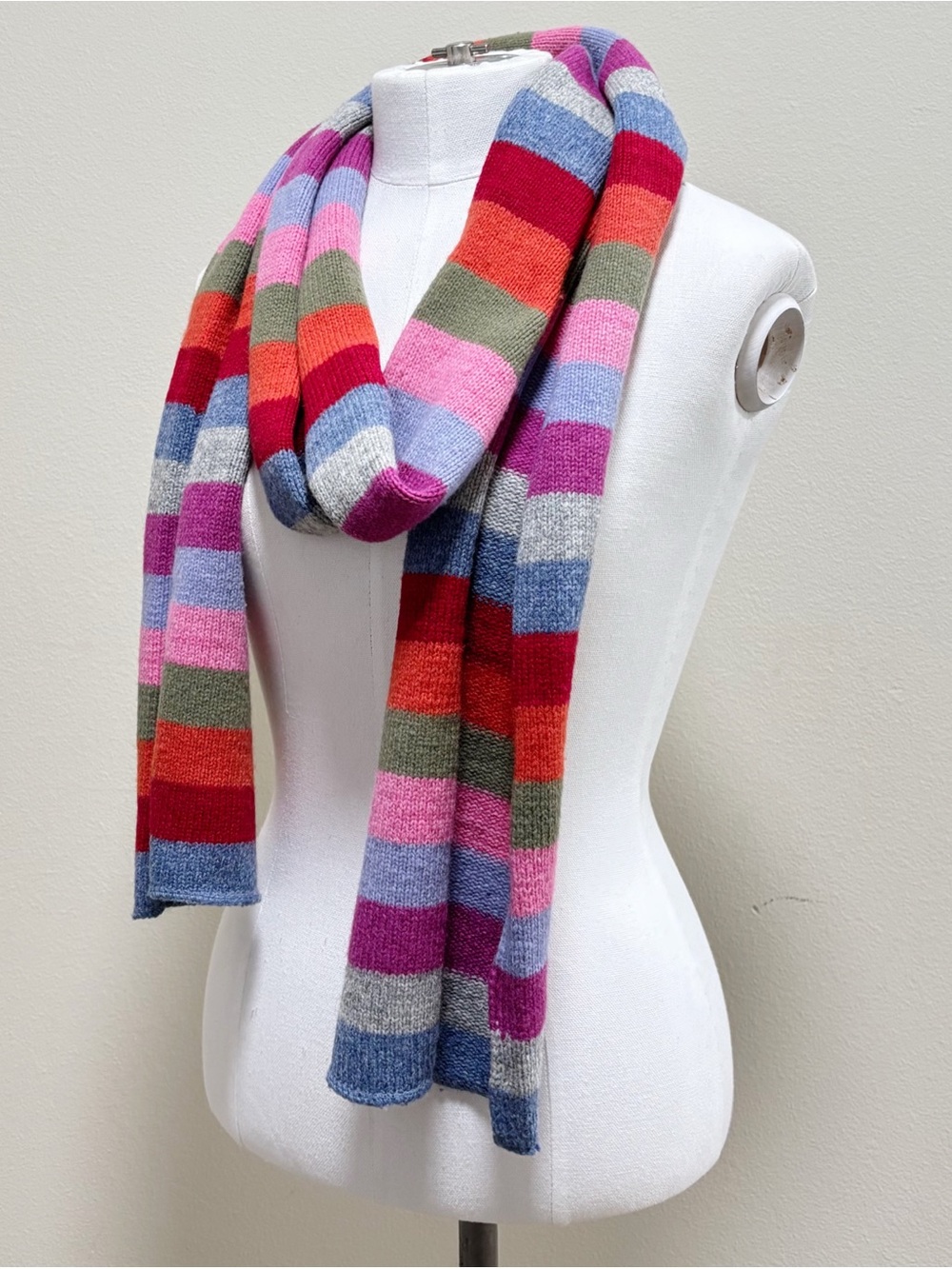 Vintage LambsWool Multi Color Striped Scarf